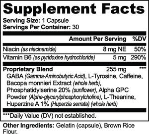 VELI Cognitive Support Capsules Supplement Facts panel