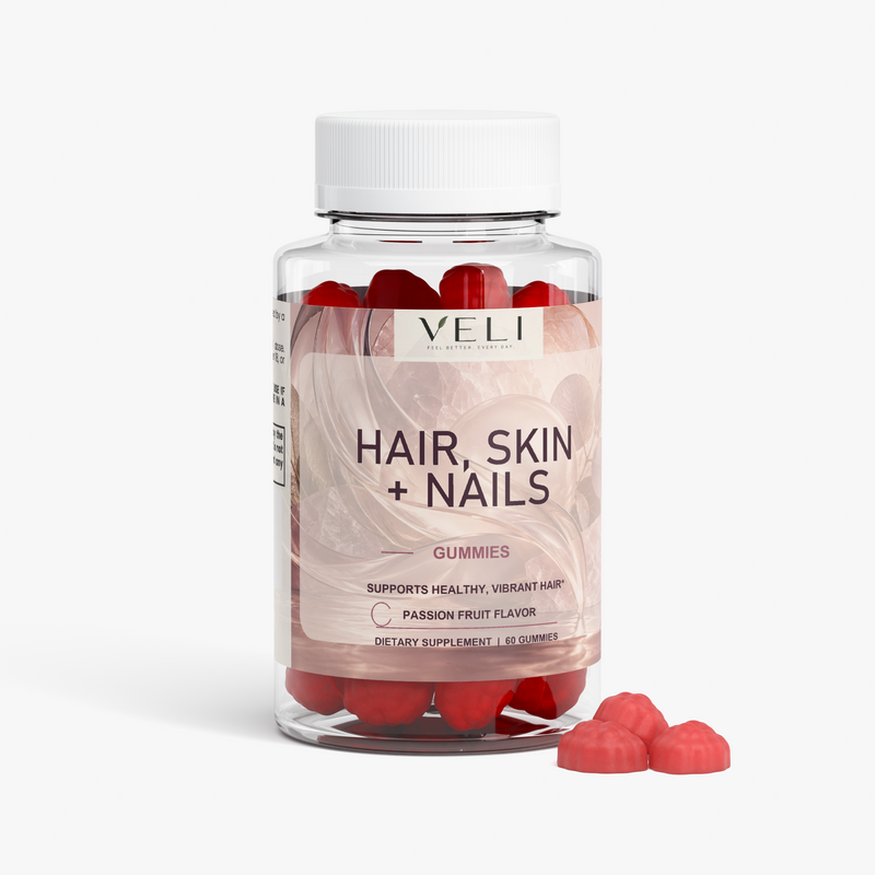 Hair, Skin & Nails Gummies by VELI, angled product view