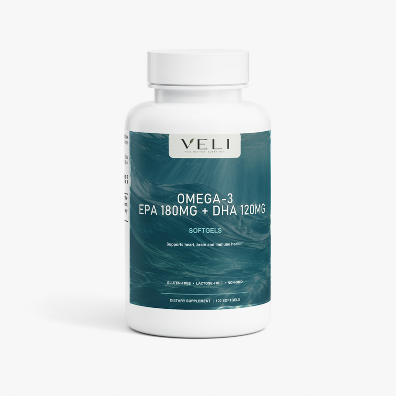 Omega-3 EPA 180mg + DHA 120mg by VELI, front product view