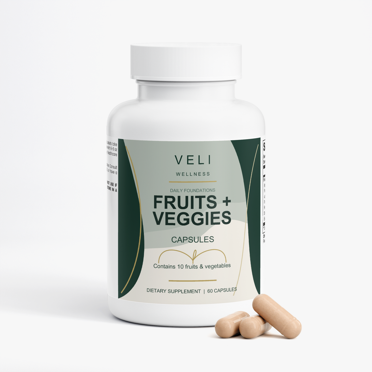 VELI Fruits + Veggies Capsules bottle with capsules