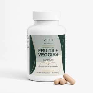 VELI Fruits + Veggies Capsules bottle with capsules
