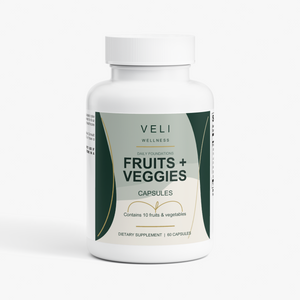 VELI Fruits + Veggies Capsules bottle, front view