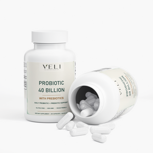 VELI Probiotic 40 Billion + Prebiotics Capsules packaging group