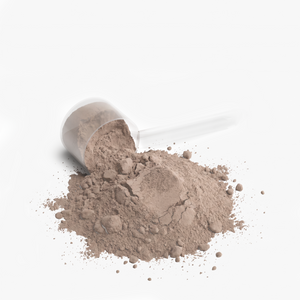 Chocolate whey protein powder detail