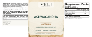 VELI Ashwagandha Capsules full label with facts, directions and warnings