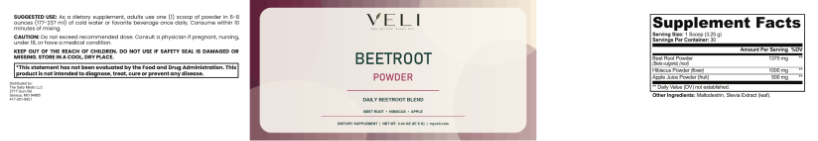 VELI Beetroot Powder full label with facts, ingredients, directions and warnings