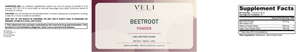 VELI Beetroot Powder full label with facts, ingredients, directions and warnings