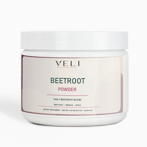 VELI Beetroot Powder container, front view