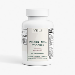 VELI Hair, Skin + Nails Essentials Capsules bottle, front view