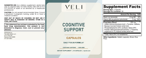 VELI Cognitive Support Capsules full label with facts, ingredients, directions and warnings