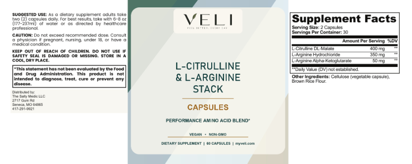VELI L-Citrulline & L-Arginine Stack Capsules full label