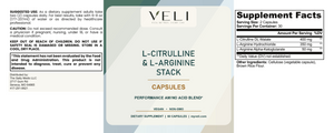 VELI L-Citrulline & L-Arginine Stack Capsules full label