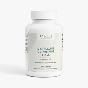 VELI L-Citrulline & L-Arginine Stack Capsules bottle, front view