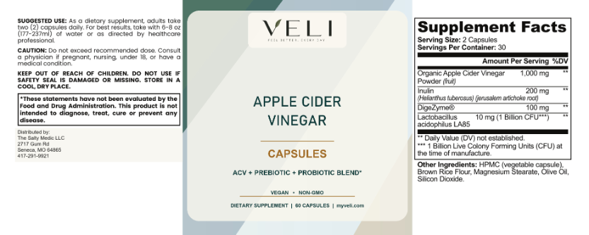 VELI Apple Cider Vinegar Capsules full label