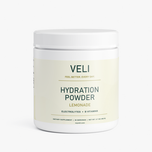 VELI Hydration Powder Lemonade container, front view