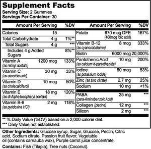 Hair, Skin & Nails Gummies by VELI, facts panel