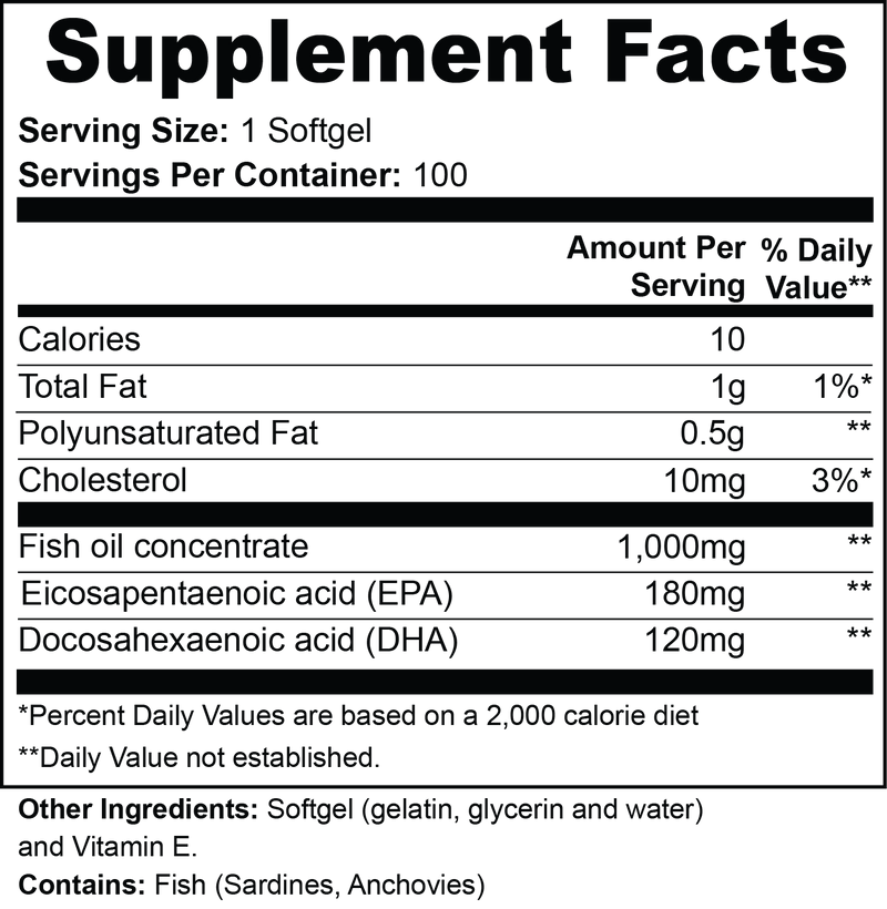 Omega-3 EPA 180mg + DHA 120mg by VELI, facts panel
