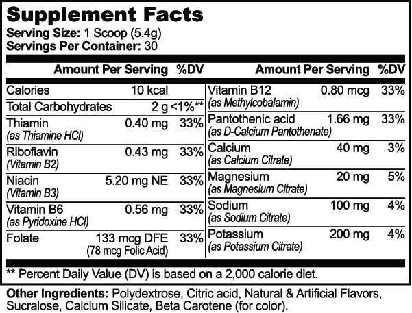 VELI Hydration Powder Lemonade Supplement Facts panel