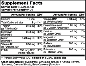 VELI Hydration Powder Lemonade Supplement Facts panel