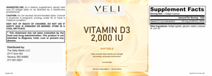 Vitamin D3 2,000 IU by VELI, full label with facts, directions and warnings